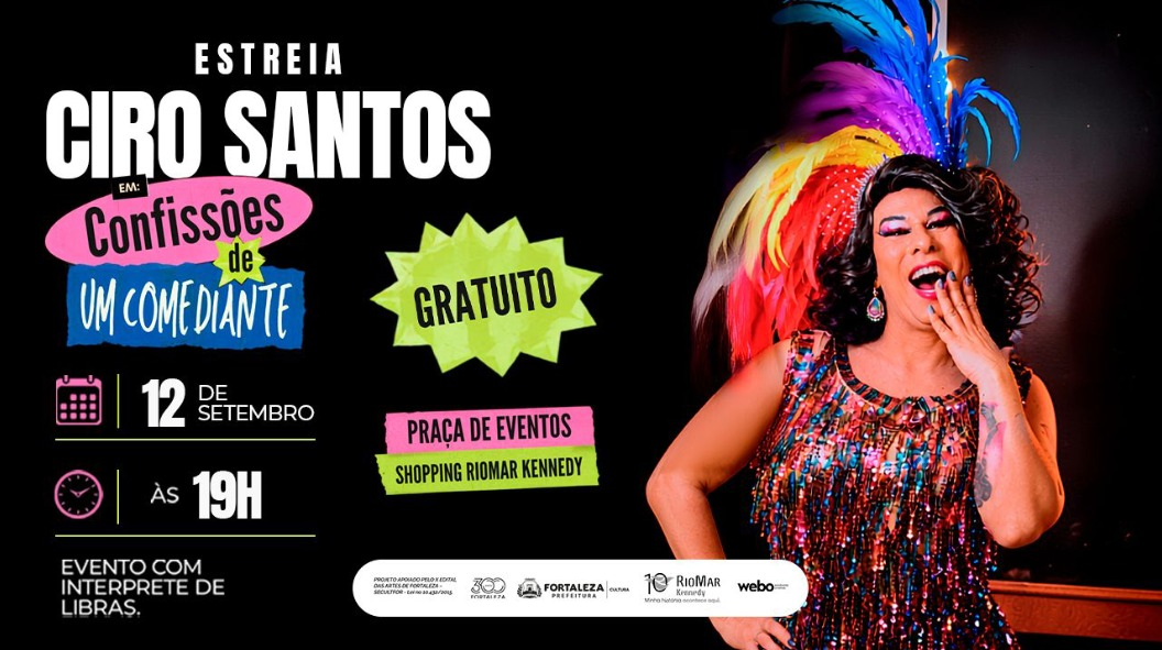 Ciro Santos apresenta novo espetáculo “Confissões de Um Comediante” no RioMar Kennedy, nesse sábado (12)